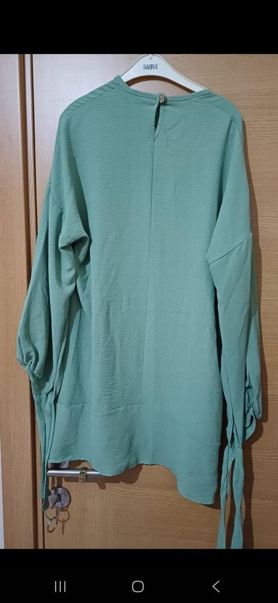 Uzun Kollu Turkuaz Salaş Tunik - Görsel 3