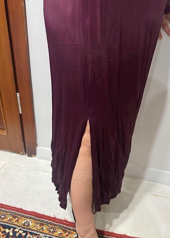 Zara Bordo Drapeli Uzun Kadın Elbise