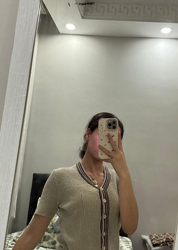 Gri Triko Düğmeli Basic Hırka - Görsel 5