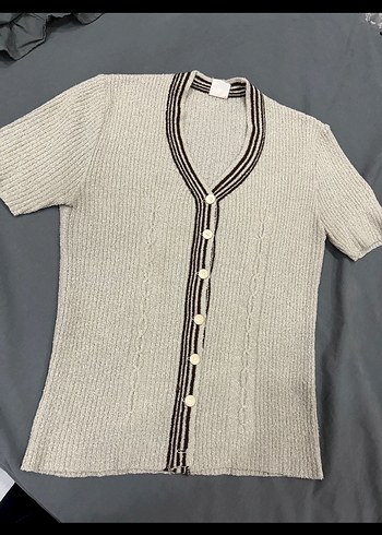 Gri Triko Düğmeli Basic Hırka - Görsel 3