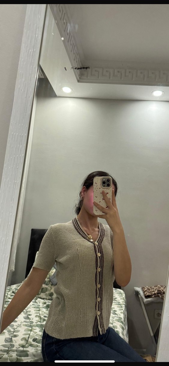 Gri Triko Düğmeli Basic Hırka - Görsel 5