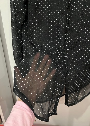Zara siyah puantiyeli gömlek - Görsel 3