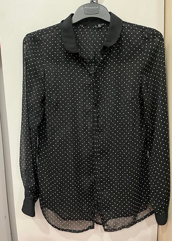 Zara siyah puantiyeli gömlek - Görsel 6