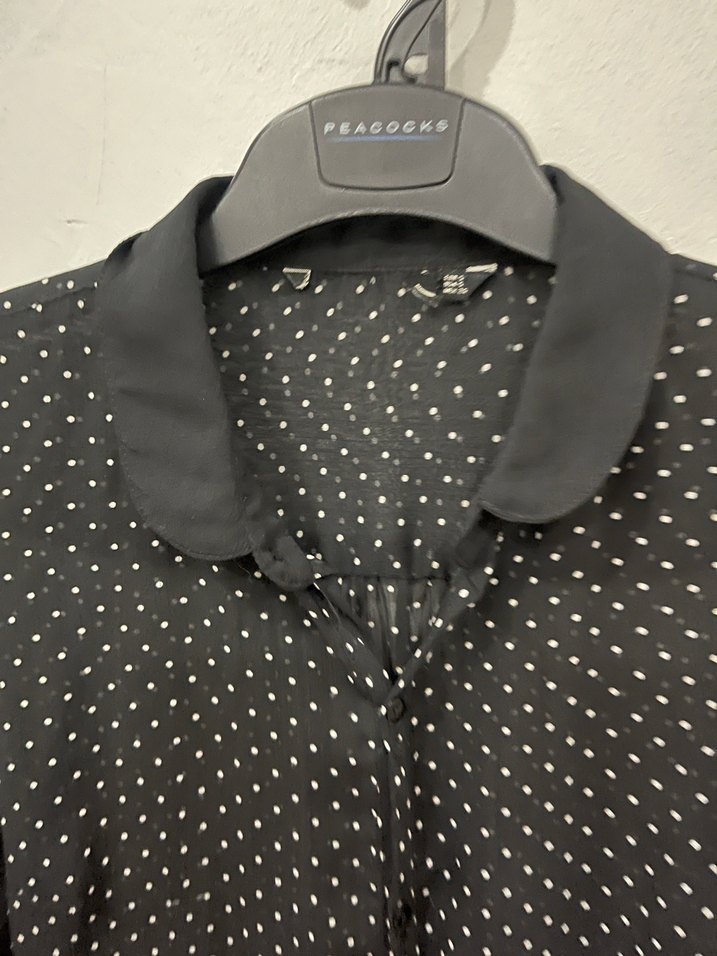 Zara siyah puantiyeli gömlek - Görsel 4