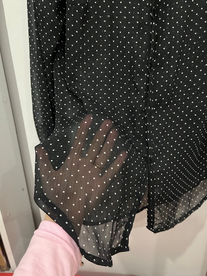 Zara siyah puantiyeli gömlek - Görsel 3