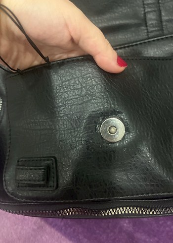 Siyah Yılan Desenli Kadın Deri Çanta - Görsel 7