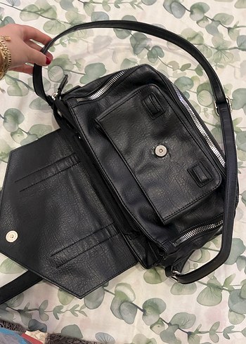 Siyah Yılan Desenli Kadın Deri Çanta - Görsel 2