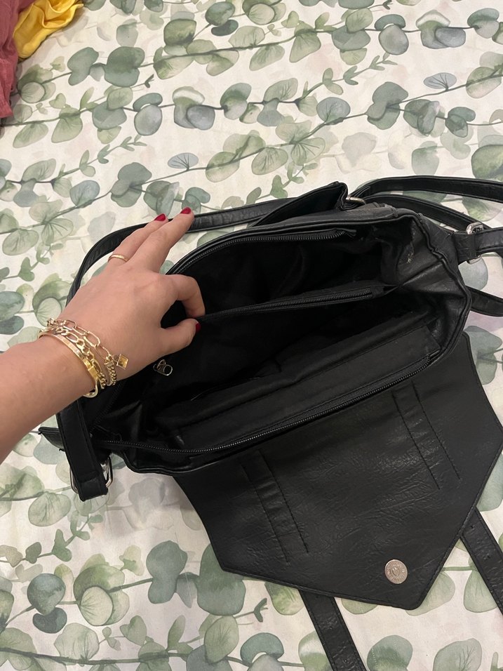 Siyah Yılan Desenli Kadın Deri Çanta - Görsel 3