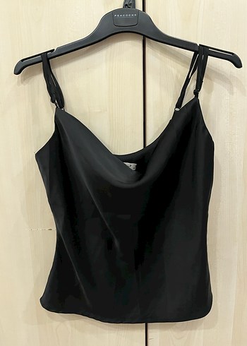 Siyah V Yaka İnce Askılı saten atlet - Görsel 7