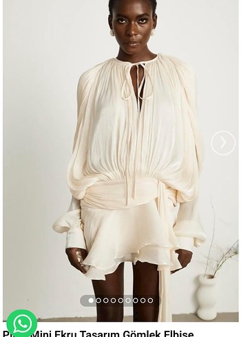 Bej, Uzun Kollu, Mini Bohem Elbise - Görsel 3