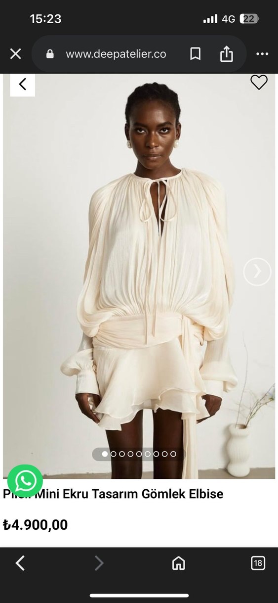 Bej, Uzun Kollu, Mini Bohem Elbise - Görsel 3