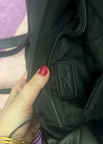 Kemer Detaylı Siyah Deri Kadın Çanta - Görsel 6