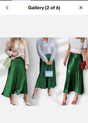 Saten Görünümlü Salaş Midi Etek - Görsel 2