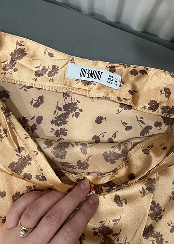 Bağlama Desenli Camel Süet Uzun Etek - Görsel 5