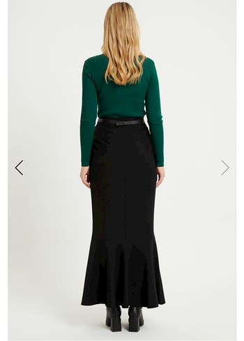 Kadın Siyah Pileli Uzun Etek - Görsel 3