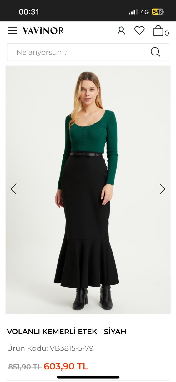 Kadın Siyah Pileli Uzun Etek - Görsel 2