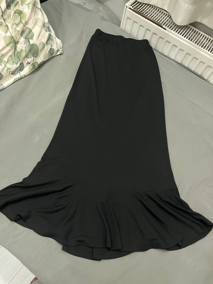 Kadın Siyah Pileli Uzun Etek - Görsel 4