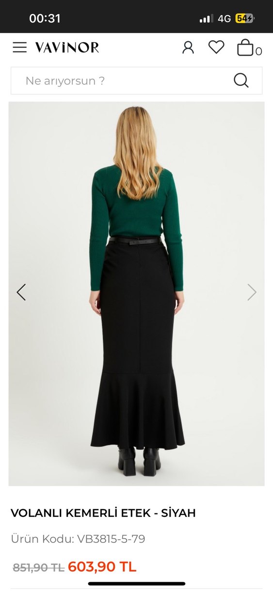 Kadın Siyah Pileli Uzun Etek - Görsel 3