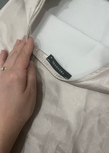 Krem Saten Midi Etek - Görsel 5