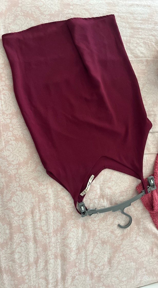 Kadın Bordo V Yakalı askılı - Görsel 2