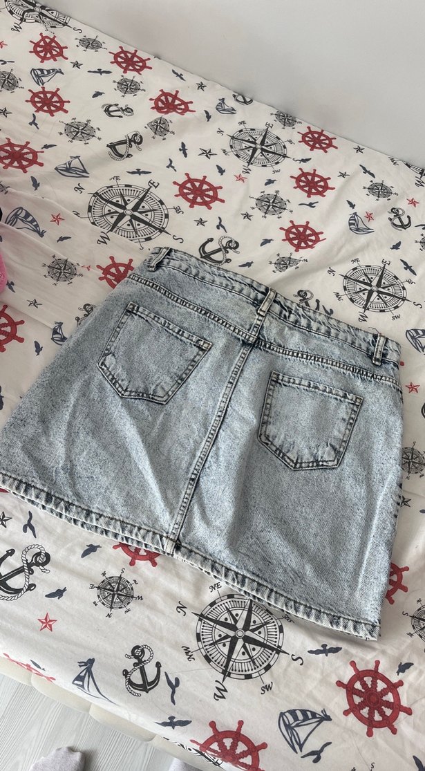 mavi Kot Mini Etek kemerli - Görsel 2