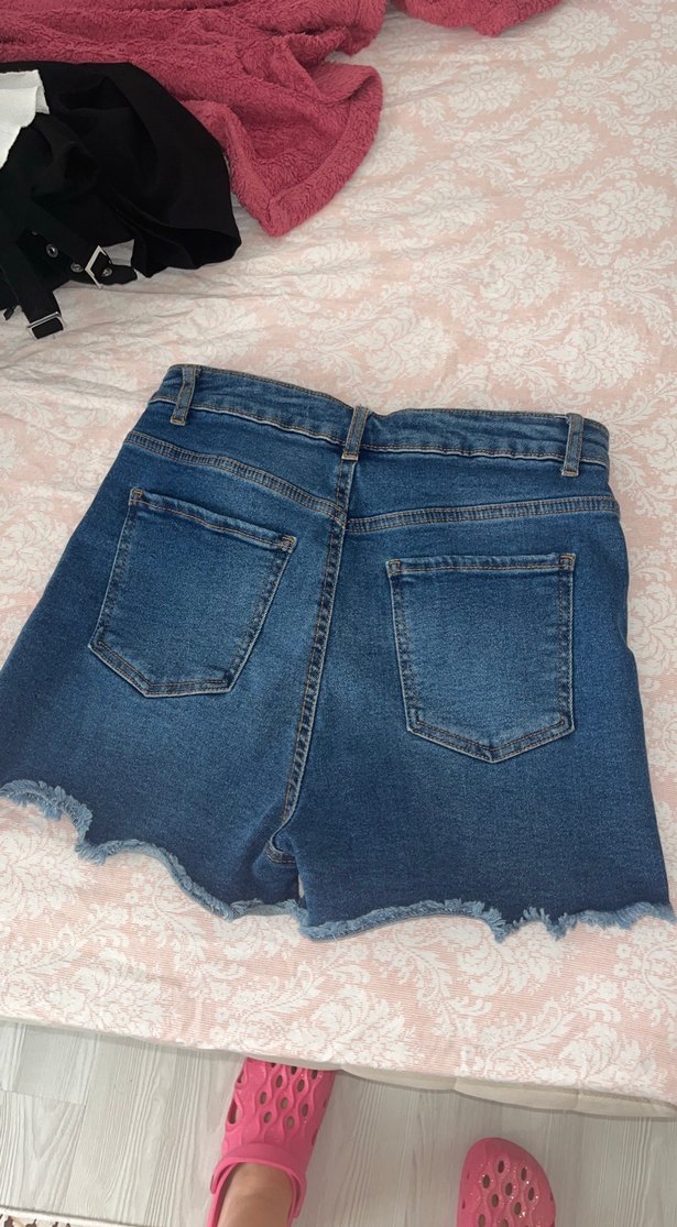 Kadın Mavi Denim Mini Şort - Görsel 2