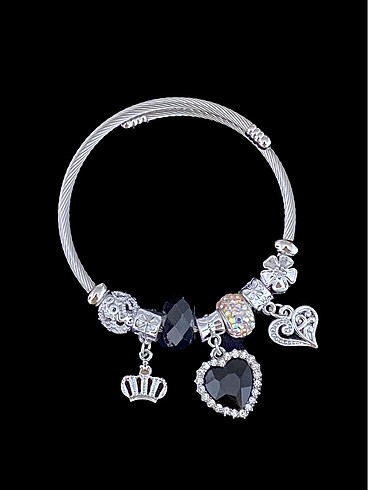 Pandora Charm kalpli çelik bileklik