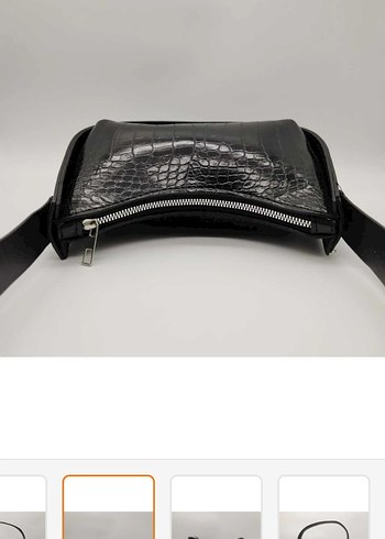 Siyah Deri Yılan Desenli Kadın Omuz Çantası - Görsel 3