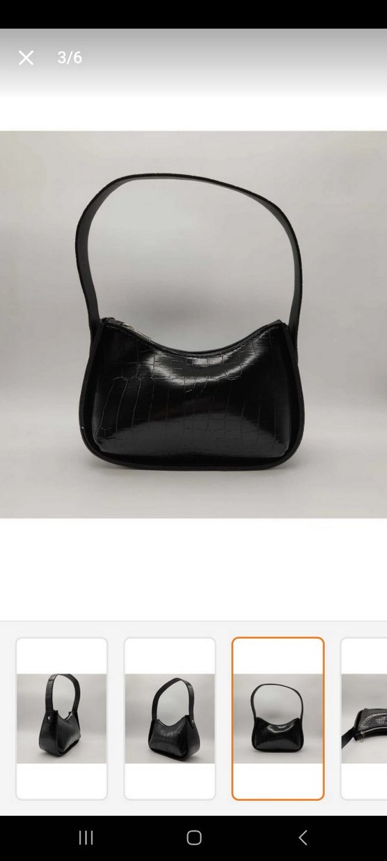 Siyah Deri Yılan Desenli Kadın Omuz Çantası - Görsel 2