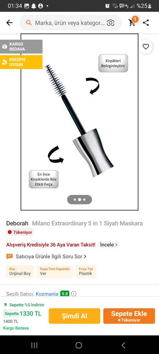 Deborah Milano Extraordinary 5 in 1 Siyah Maskara - Görsel 2