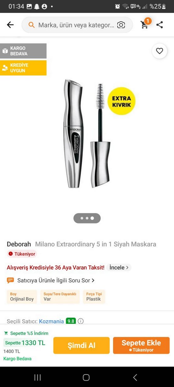 Deborah Milano Extraordinary 5 in 1 Siyah Maskara - Görsel 3