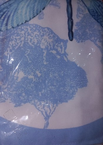 43×43 1adet mavi kelebek desenli  kirlent kılıfı - Görsel 2