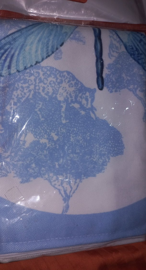 43×43 1adet mavi kelebek desenli  kirlent kılıfı - Görsel 2