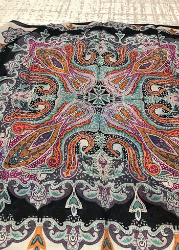 Zincir Detaylı Çok Renkli Bohem Kadın tülbent - Görsel 4