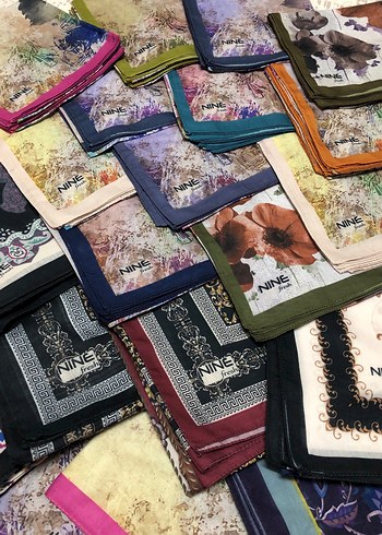 Çok Renkli Bohem Baskılı Kadın tülbent eşarp - Görsel 5