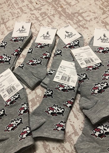 Kız Çocuk Gri Baskılı Pamuklu Çorap - Görsel 5