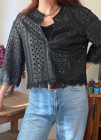 Zara suni deri oversize top
