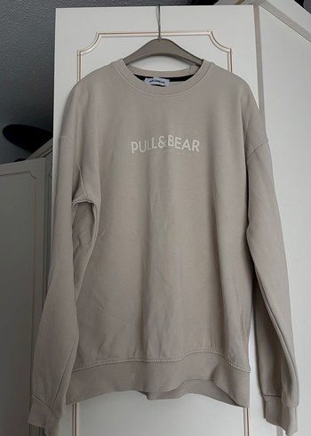 Pull and Bear Pull Bear Bej Bisiklet Yaka Sweatshirt