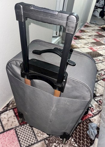 Diğer Gri Erkek Valiz, Tokalı, Düz Desensiz