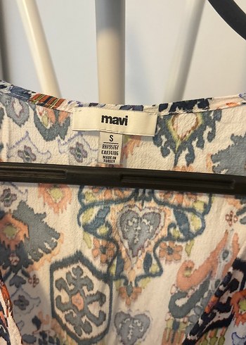 Bohem Çok Renkli Mini Elbise V Yaka - Görsel 4