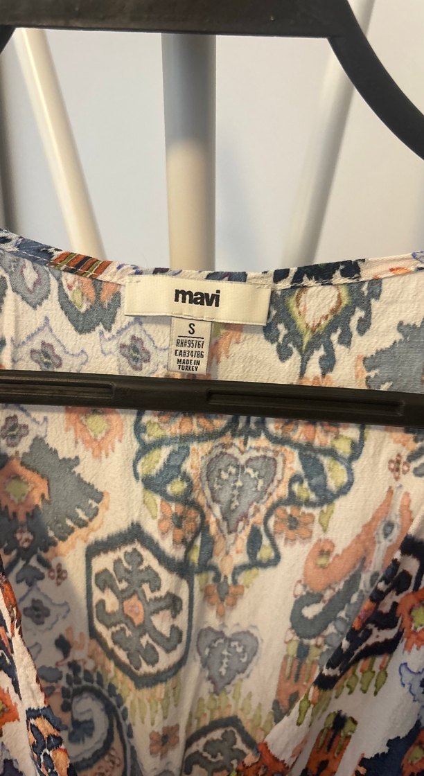 Bohem Çok Renkli Mini Elbise V Yaka - Görsel 4