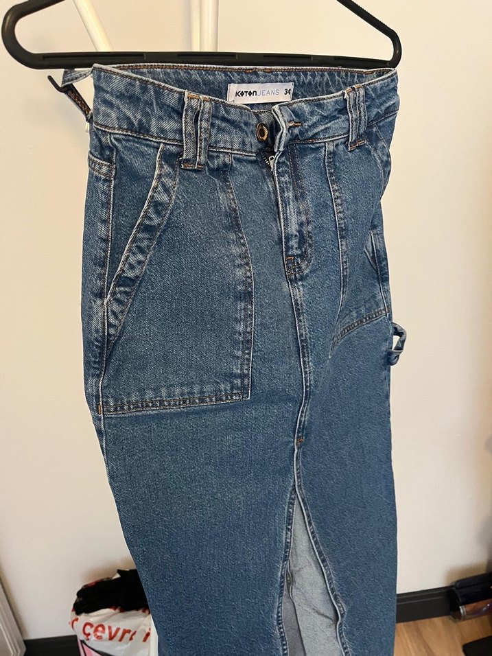 Kadın Mavi Kot Midi Etek - Görsel 2