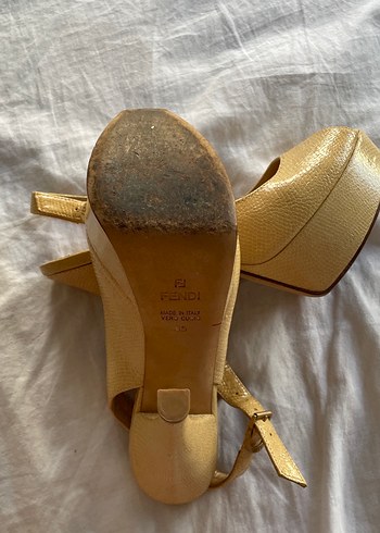 Bej Yılan Derisi Desenli Topuklu Kadın Ayakkabı - Görsel 6