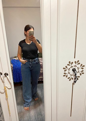 28 Beden Normal Kesim Siyah Kadın Denim Pantolon