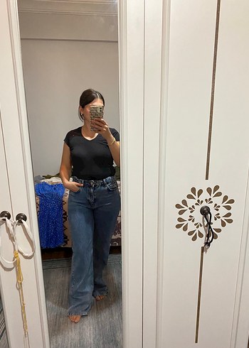 Normal Kesim Siyah Kadın Denim Pantolon