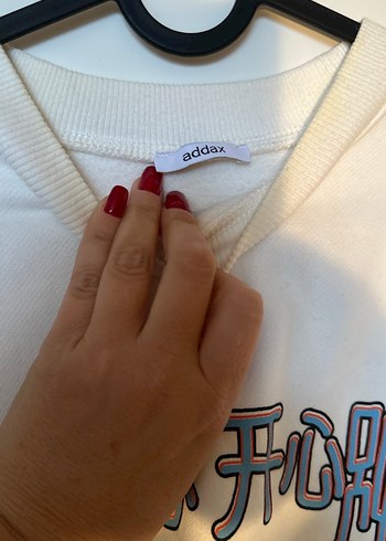 l Beden Kadın Beyaz Baskılı Oversize Sweatshirt