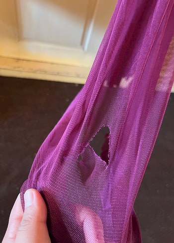 Mor Uzun Drapeli Kadın Abiye Elbise - Görsel 3