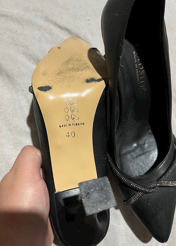 Siyah Yılan Desenli Tokalı Stiletto - Görsel 3