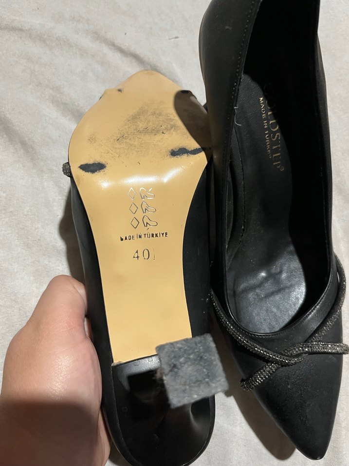 Siyah Yılan Desenli Tokalı Stiletto - Görsel 3