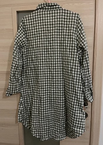 Kadın Gri Kareli Uzun Kollu Gömlek - Görsel 3